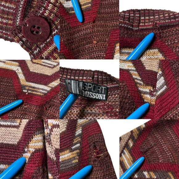 80s vintage Missoni Sport cardigan sweater swirl wavy woven pattern wool blend. - Picture 7 of 7